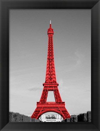 Framed Eiffel Tower in Red Print