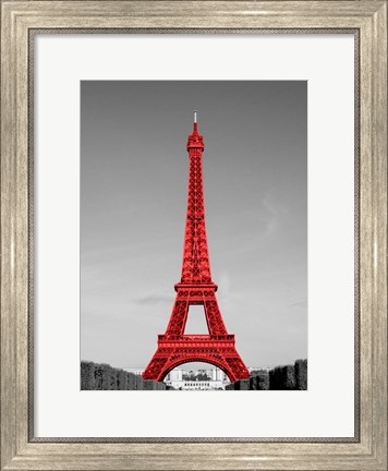 Framed Eiffel Tower in Red Print