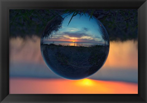 Framed Sunset Droplet View Print