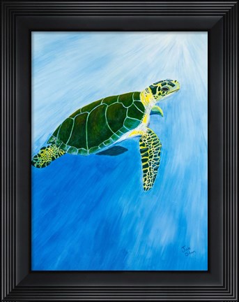 Framed Green Turtle Print