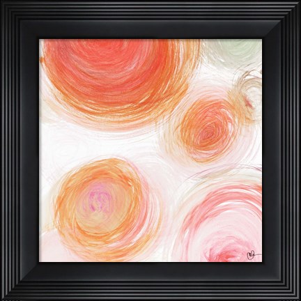 Framed Orange Contempo Light Circles Print