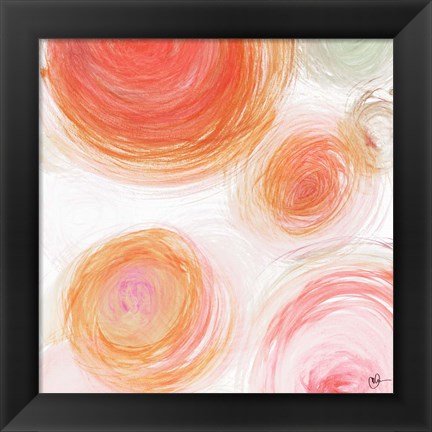 Framed Orange Contempo Light Circles Print