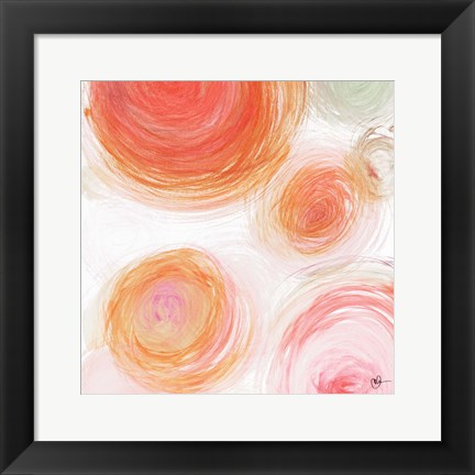 Framed Orange Contempo Light Circles Print