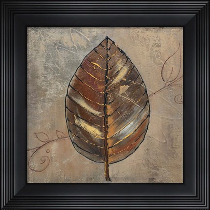 Framed New Leaf VIII (taupe) Print