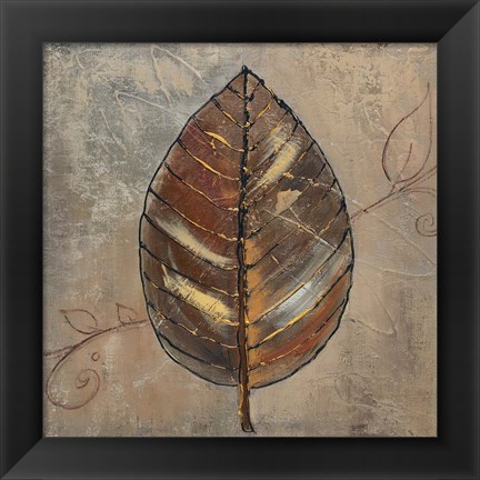 Framed New Leaf VIII (taupe) Print