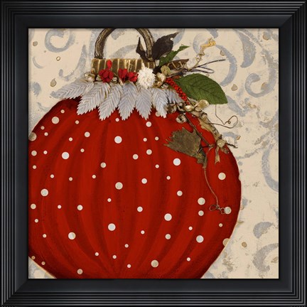 Framed Red Ornament I Print