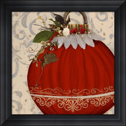 Framed Red Ornament II Print