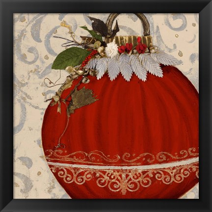 Framed Red Ornament II Print