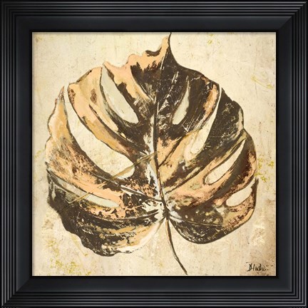 Framed Gold Contemporary Leaves I Print