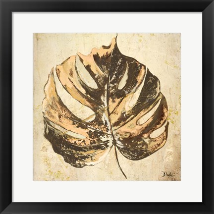 Framed Gold Contemporary Leaves I Print