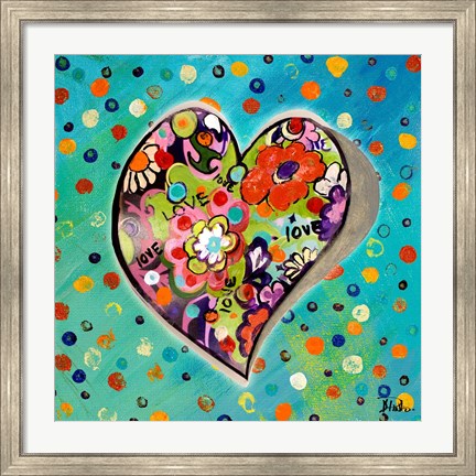 Framed Neon Hearts of Love III Print
