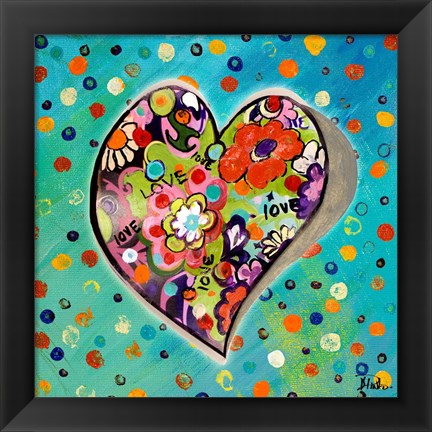 Framed Neon Hearts of Love III Print