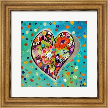 Framed Neon Hearts of Love III Print