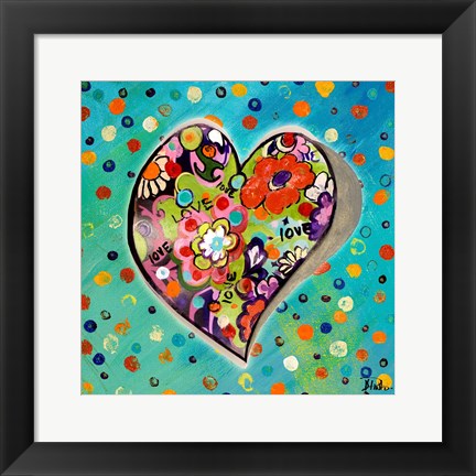 Framed Neon Hearts of Love III Print