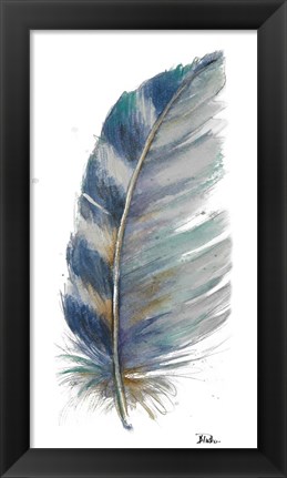 Framed White Watercolor Feather I Print