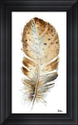 Framed White Watercolor Feather II Print