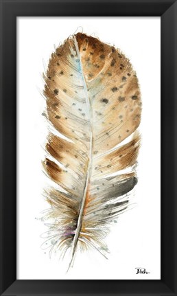 Framed White Watercolor Feather II Print