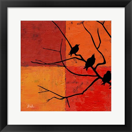 Framed Three Birdies I Print