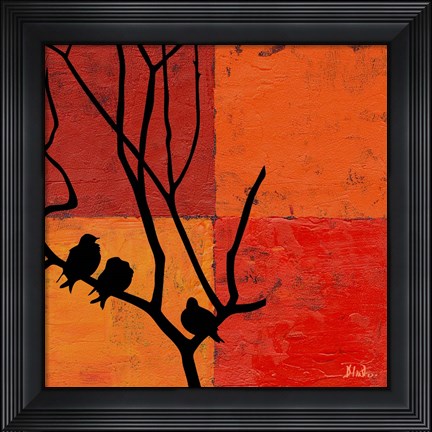 Framed Three Birdies II Print