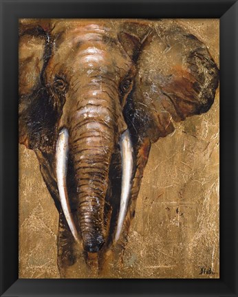 Framed Gold Elephant Print