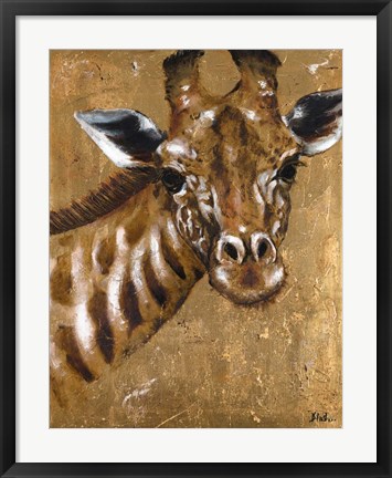 Framed Gold Giraffe Print