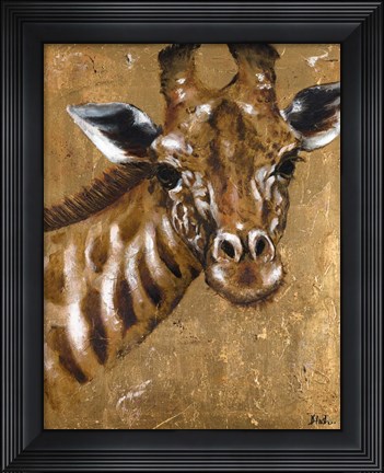 Framed Gold Giraffe Print
