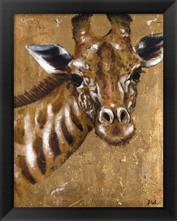 Framed Gold Giraffe Print