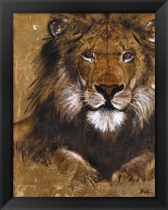 Framed Gold Lion Print