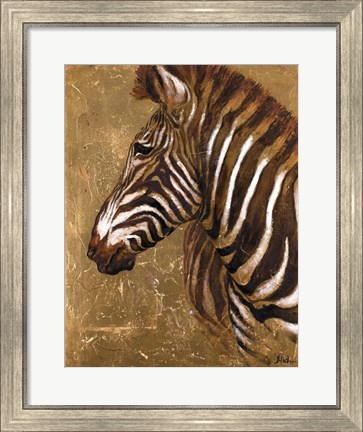 Framed Gold Zebra Print