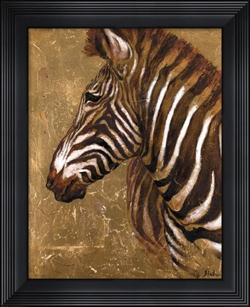 Framed Gold Zebra Print