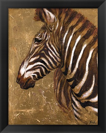 Framed Gold Zebra Print