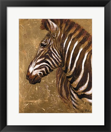 Framed Gold Zebra Print