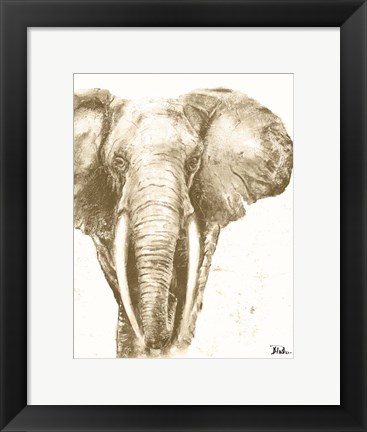 Framed Muted Elephant Print