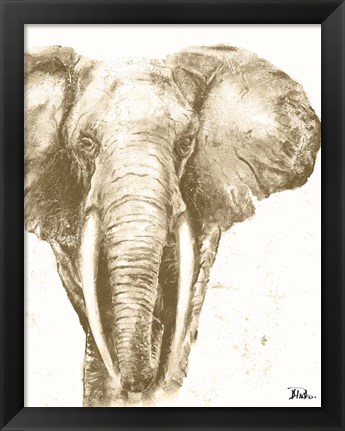 Framed Muted Elephant Print