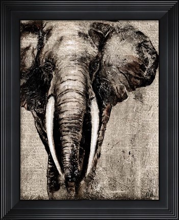 Framed Elephant on Newspaper Print