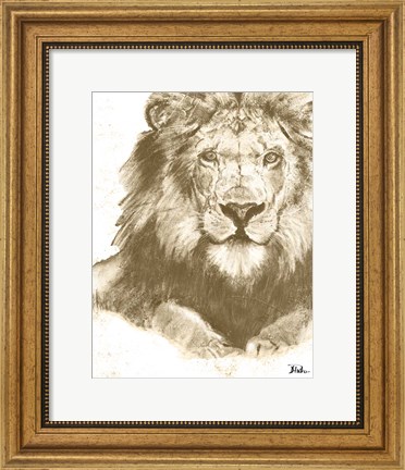 Framed Muted Lion Print