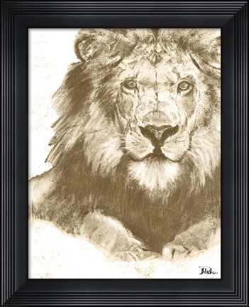 Framed Muted Lion Print
