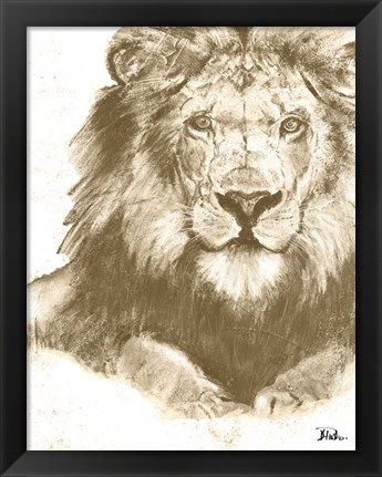 Framed Muted Lion Print