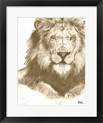 Framed Muted Lion Print