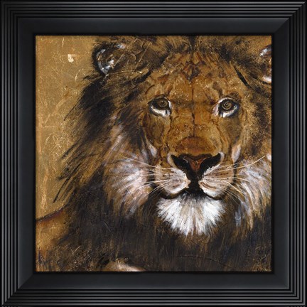Framed Lion on Gold Print