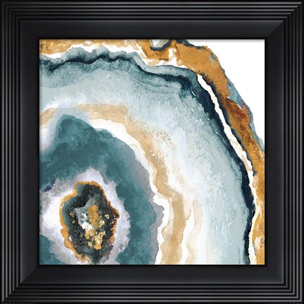 Framed Teal &amp; Gold Agate II Print