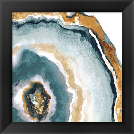 Framed Teal &amp; Gold Agate II Print