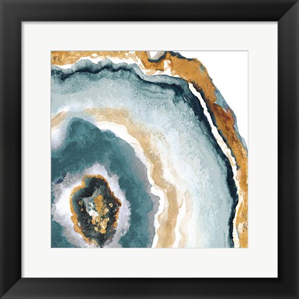 Framed Teal &amp; Gold Agate II Print