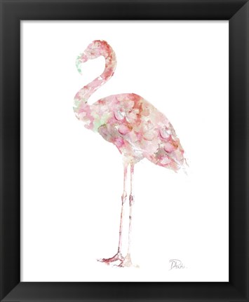 Framed Flowers In Flamingo Print