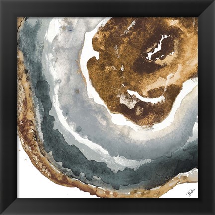 Framed Gray and Gold Agate I Print