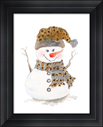 Framed Snowman with Dots Print