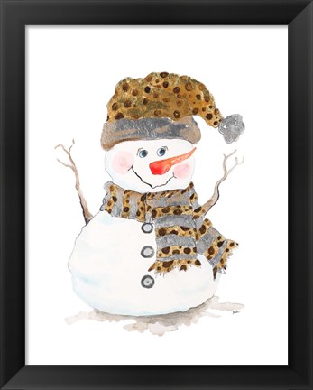 Framed Snowman with Dots Print