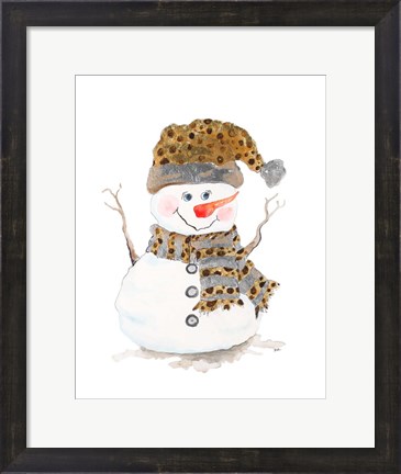 Framed Snowman with Dots Print