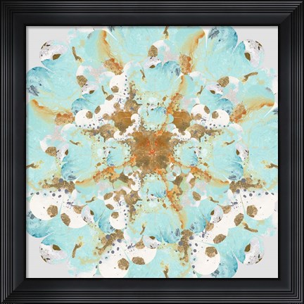 Framed Aqua &amp; Gold Splash Print