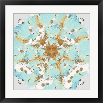 Framed Aqua &amp; Gold Splash Print